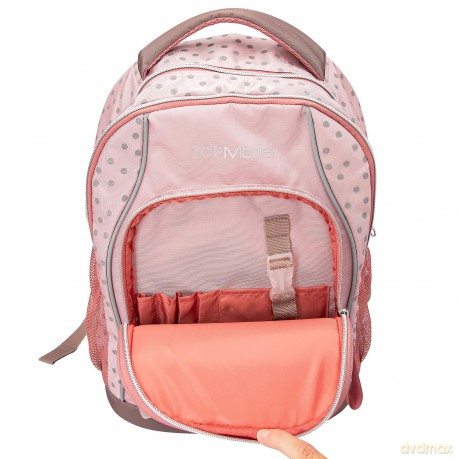 Topmodel - School Backpack DOTS - Rose with Grey Dots