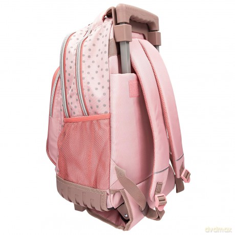 Topmodel - School Backpack Trolley - Rose with Grey Polka Dots