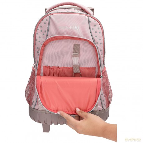 Topmodel - School Backpack Trolley - Rose with Grey Polka Dots