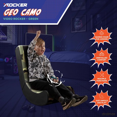 XRocker - Geo Camo Kids Gaming Chair - Green
