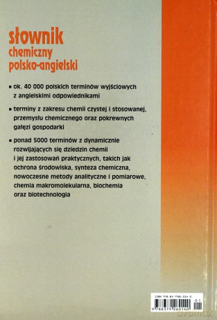 Słownik chemiczny polsko- angielski [KSIĄŻKA]