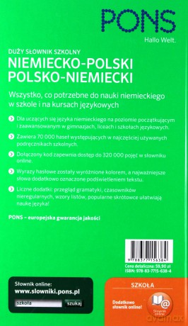 Słownik duży szkolny niemiecko-polski polsko-niemiecki PONS [KSIĄŻKA]