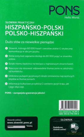 Słownik praktyczny hiszpańsko- polski, polsko- hiszpański PONS [KSIĄŻKA]