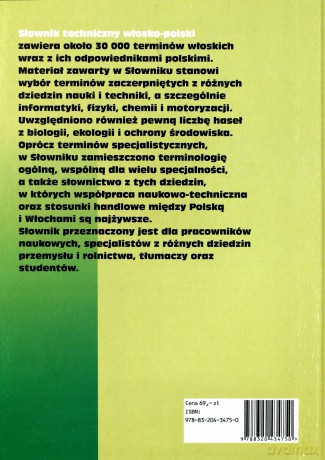 Słownik techniczny włosko- polski [KSIĄŻKA]