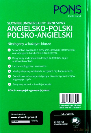 Słownik uniwersalny biznesowy angielsko- polski, polsko- angielski [KSIĄŻKA]