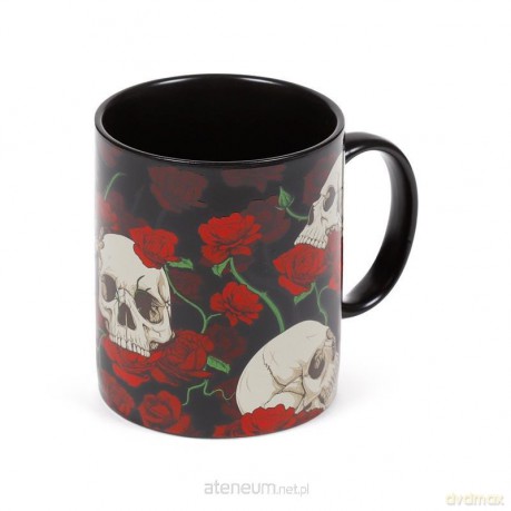 Kubek porcelanowy z czaszkami i różami