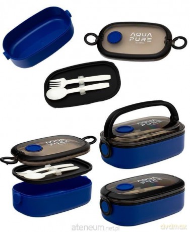 Śniadaniówka Aqua Pure + sztućce blue/black