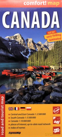 Canada laminowana mapa samochodowo-turystyczna 1:2 500 000 1:5 500 000 1:10 000 000