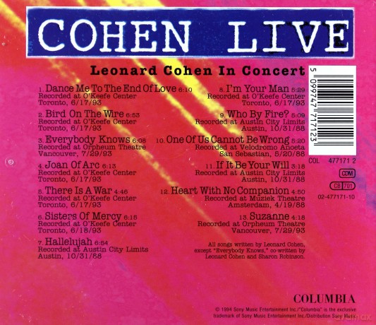 Leonard Cohen: Cohen Live - Leonard Cohen Live In Concert [CD]