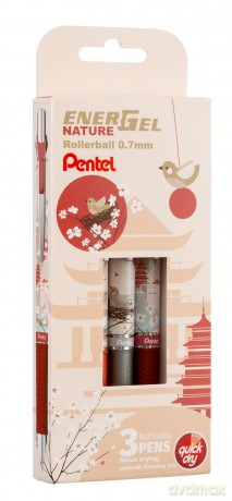 Pióro kulkowe Energel BL77N Nature dark blister 3 sztuki