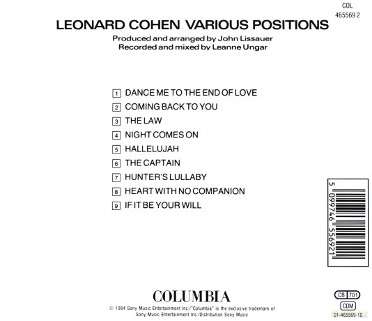 Leonard Cohen: Various Positions [CD]