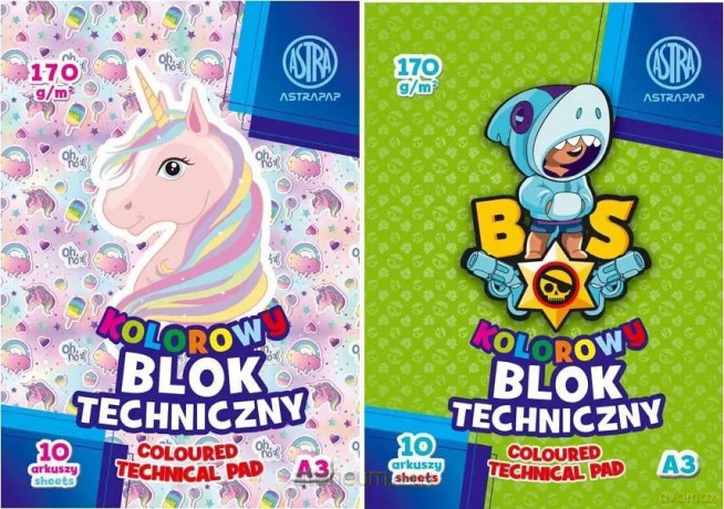 Blok kolorowy barwiony A3/10k 170g (10szt)