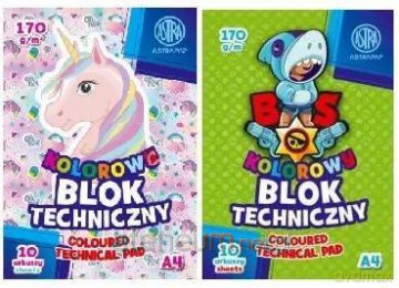 Blok kolorowy barwiony A4/10k 170g (10szt)