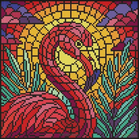 Diamentowa mozaika - Witraż. Flaming 30x30cm