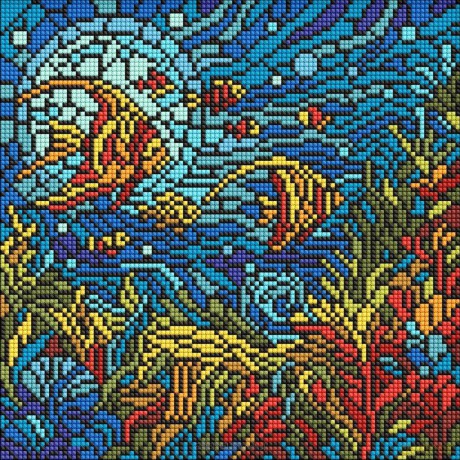Diamentowa mozaika - Witraż. Morski świat 30x30cm