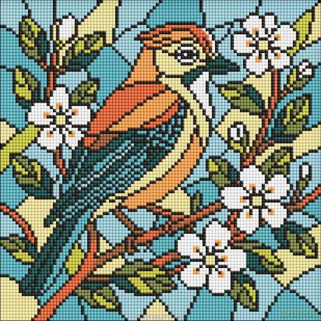 Diamentowa mozaika - Witraż. Sójka 30x30cm