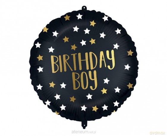 Balon foliowy Black-Gold Birthday Boy 46 cm