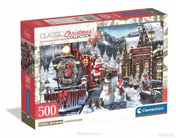 CLEMENTONI 500 el. Xmas Coll. Train Station Snowman [PUZZLE]
