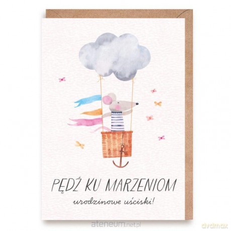 Kartka urodzinowa Myszka, eko koperta