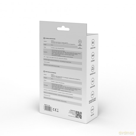 Kabel HDMI (M) v2.1, 1,8m, 8K, miedź, niebiesko-czarny, złote końcówki, ethernet/3D, CL-142