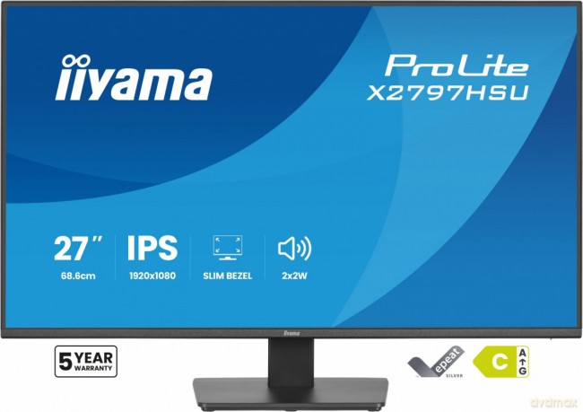 Monitor ProLite 27 cali X2797HSU-B1 IPS,FHD,HDMI,DP,120Hz,350CD,2xUSBv3.2, 2xUSB-C, GW 5lat
