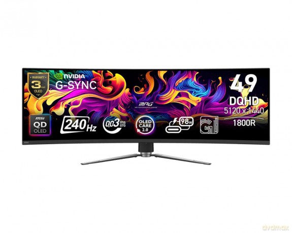 Monitor MPG 491CQPX QD-OLED LED/QD-LED/Zakrzywiony/240Hz/49 cali/Czarny