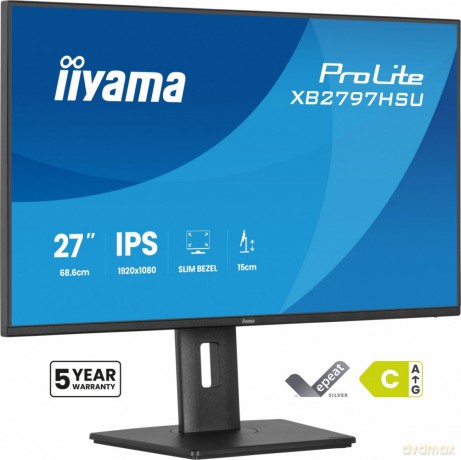 Monitor ProLite 27 cali XB2797HSU-B1 IPS,FHD,HDMI,DP,120Hz,2xUSBv3.2, 2xUSB-C, 350 CD, 2x2W, HAS 150/PIVOT