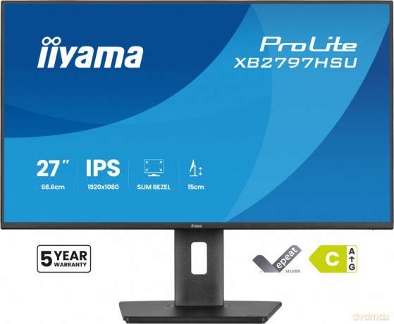 Monitor ProLite 27 cali XB2797HSU-B1 IPS,FHD,HDMI,DP,120Hz,2xUSBv3.2, 2xUSB-C, 350 CD, 2x2W, HAS 150/PIVOT