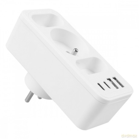 Rozdzielacz na 3 gniazda MCE248 F/W 2xUSB-A 2xUSB-C biały