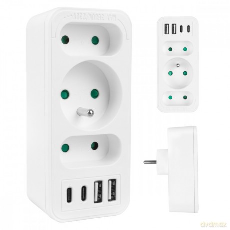 Rozdzielacz na 3 gniazda MCE248 F/W 2xUSB-A 2xUSB-C biały
