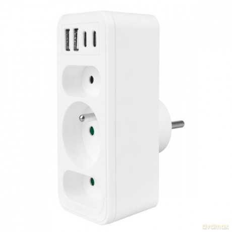 Rozdzielacz na 3 gniazda MCE248 F/W 2xUSB-A 2xUSB-C biały