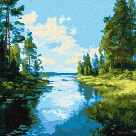 Malowanie po numerach - Cień i blask wody 40x40 cm