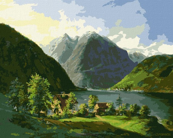 Malowanie po numerach - Jeziorowy pejzaż 40x50 cm