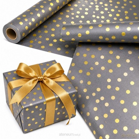 Papier ozdobny Złote Kropki X-Strong 57 cm x25m