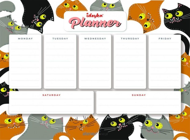 Planner magnetyczny z mozaiką diamentową Kotki
