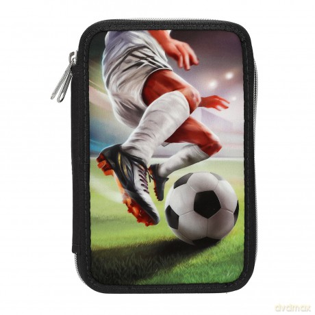 Dino World - Action Word Double Pencil Case Football - Dark Grey