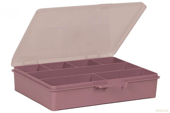 Raaco - Storage Box with 7 Compartments - Dark Pink - 4 x 17.9 x 15.1 cm