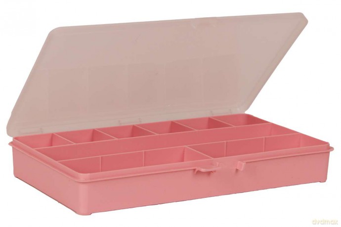 Raaco - Storage Box with 9 Compartments - Pink - 4.1 x 27.1 x 17.3 cm