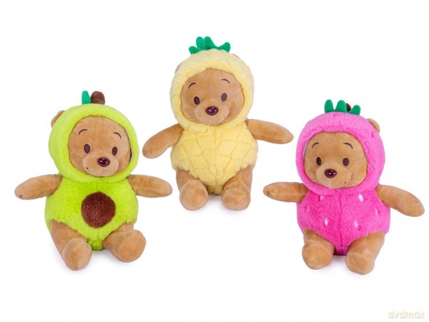 Bär Obst-Kostüm sitzend Plüschfigur - 3-fach sortiert - 20 cm