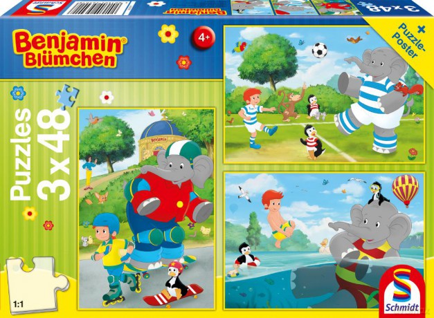Benjamin Blümchen - Sport und Spiel mit Törööö!, 3x48 Teile Puzzle