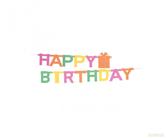 Buchstaben-Girlande "Happy Birthday - Neon" - 1,5 m