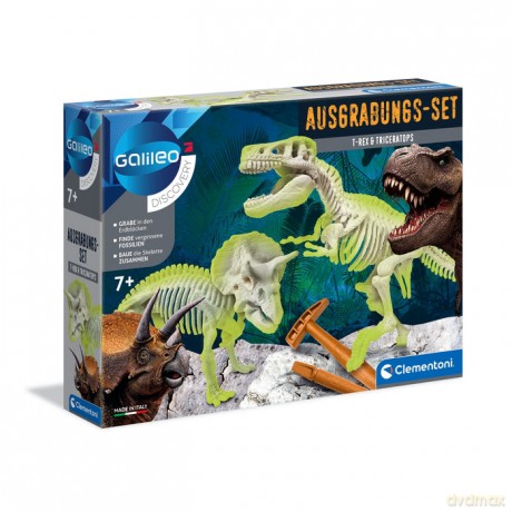 Clementoni 69408 - Zestaw wykopaliskowy T-Rex i Triceratops - Galileo Discovery