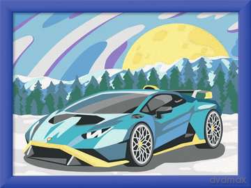 CreaArt - Niebieskie Lamborghini - Malowanie po numerach
