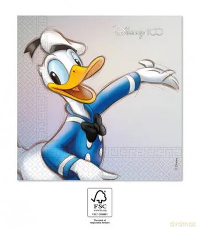 Disney's 100th Anniversary Donald Duck - 20 Servietten - 33 x 33 cm