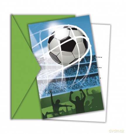 FOOTBALL FANS - 6 Einladungskarten mit Umschlag