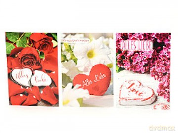 Geburtstagskarte Alles Liebe - 100 Stück - 3 Motive - 11,5 x 17,5 cm