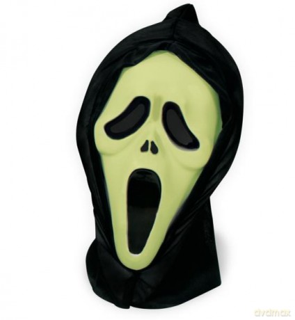 Halbmaske Geist mit Haube, nachtleuchtend - 1-teilig - Adult