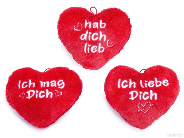 Herz mit Sprüchen Plüsch - 3-fach sortiert - 20 x 17 cm