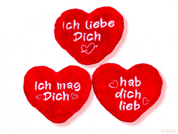 Herz mit Sprüchen Plüsch - 3-fach sortiert - 30 x 25 cm