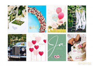 Hochzeitskarte - 100 Stück - 8 Motive